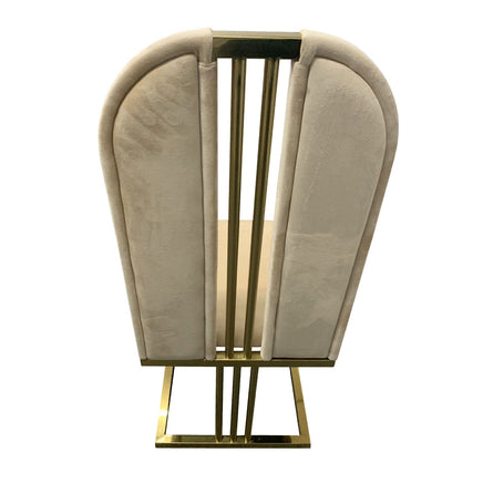 2X Dining Chair Stainless Gold Frame & Seat Beige Fabric Furniture Kings Warehouse 