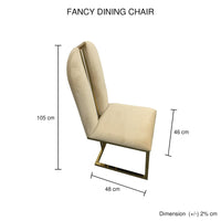 2X Dining Chair Stainless Gold Frame & Seat Beige Fabric Furniture Kings Warehouse 