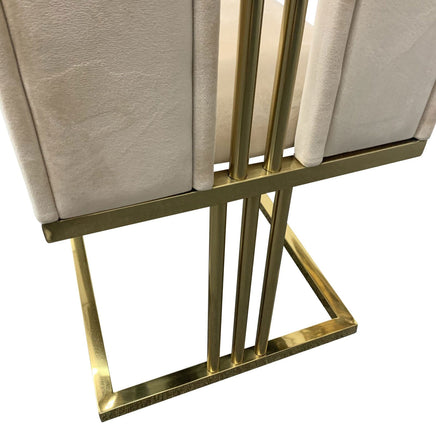 2X Dining Chair Stainless Gold Frame & Seat Beige Fabric Furniture Kings Warehouse 