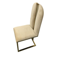 2X Dining Chair Stainless Gold Frame & Seat Beige Fabric Furniture Kings Warehouse 