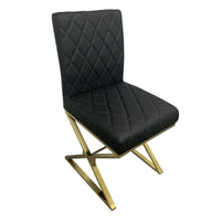 2X Dining Chair Stainless Gold Frame & Seat Black PU Leather Furniture Kings Warehouse 