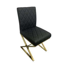 2X Dining Chair Stainless Gold Frame & Seat Black PU Leather Furniture Kings Warehouse 