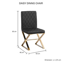 2X Dining Chair Stainless Gold Frame & Seat Black PU Leather Furniture Kings Warehouse 