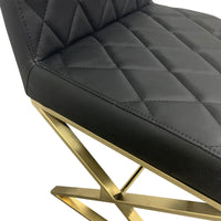 2X Dining Chair Stainless Gold Frame & Seat Black PU Leather Furniture Kings Warehouse 