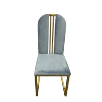 2X Dining Chair Stainless Gold Frame & Seat Blue Fabric Furniture Kings Warehouse 