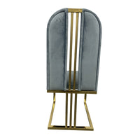 2X Dining Chair Stainless Gold Frame & Seat Blue Fabric Furniture Kings Warehouse 