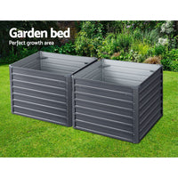 2x Garden Bed 100x100x77cm Planter Box Raised Container Galvanised Home & Garden Kings Warehouse 