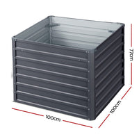 2x Garden Bed 100x100x77cm Planter Box Raised Container Galvanised Home & Garden Kings Warehouse 