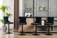 2x Height Adjustable Swivel Bar Stool Velvet Nailhead Barstool with Footrest Furniture Kings Warehouse 
