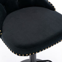 2x Height Adjustable Swivel Bar Stool Velvet Nailhead Barstool with Footrest Furniture Kings Warehouse 