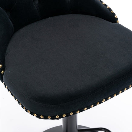 2x Height Adjustable Swivel Bar Stool Velvet Nailhead Barstool with Footrest Furniture Kings Warehouse 