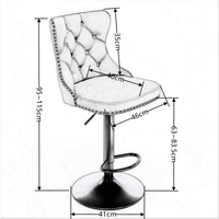 2x Height Adjustable Swivel Bar Stool Velvet Nailhead Barstool with Footrest Furniture Kings Warehouse 