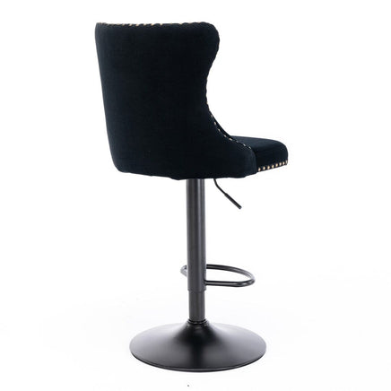 2x Height Adjustable Swivel Bar Stool Velvet Nailhead Barstool with Footrest Furniture Kings Warehouse 