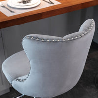 2x Height Adjustable Swivel Bar Stool Velvet Stud Barstool with Footrest and Chromed Base- Gray Furniture Kings Warehouse 