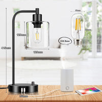 2x Pack Industrial Table Lamp with 2 USB Port for Bedside Nightstand Desk and Living Room Office (Bulb not Included) Kings Warehouse 