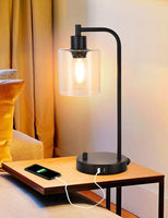 2x Pack Industrial Table Lamp with 2 USB Port for Bedside Nightstand Desk and Living Room Office (Bulb not Included) Kings Warehouse 