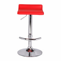 2X Red Bar Stools Faux Leather Low Back Adjustable Crome Base Gas Lift Slim Seat Swivel Chairs Furniture Kings Warehouse 