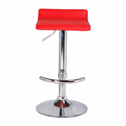 2X Red Bar Stools Faux Leather Low Back Adjustable Crome Base Gas Lift Slim Seat Swivel Chairs Furniture Kings Warehouse 