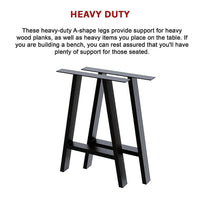 2x Rustic Dining Table Legs Steel Industrial Vintage 71cm - Black Furniture Kings Warehouse 