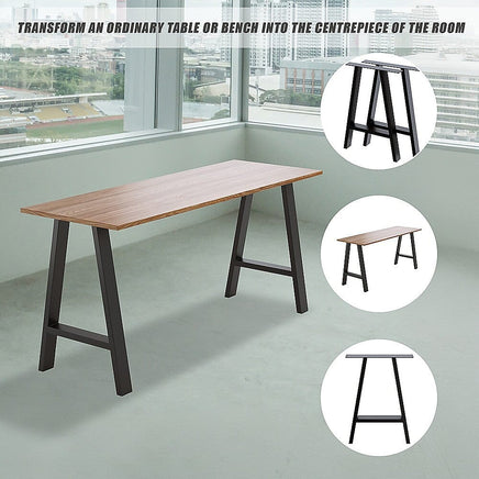 2x Rustic Dining Table Legs Steel Industrial Vintage 71cm - Black Home & Garden Kings Warehouse 