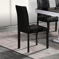 2x Steel Frame Black Leatherette Medium High Backrest Dining Chairs with Wooden legs Furniture Kings Warehouse 