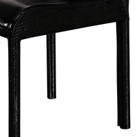 2x Steel Frame Black Leatherette Medium High Backrest Dining Chairs with Wooden legs Furniture Kings Warehouse 