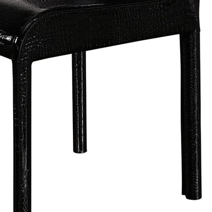 2x Steel Frame Black Leatherette Medium High Backrest Dining Chairs with Wooden legs Furniture Kings Warehouse 