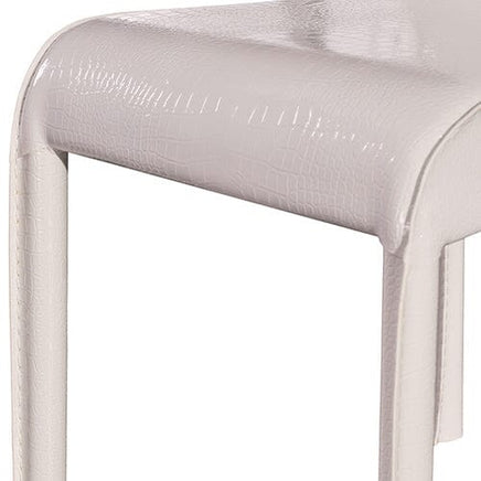 2x Steel Frame White Leatherette Medium High Backrest Dining Chairs with Wooden legs Furniture Kings Warehouse 