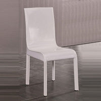 2x Steel Frame White Leatherette Medium High Backrest Dining Chairs with Wooden legs Furniture Kings Warehouse 