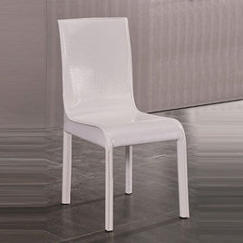 2x Steel Frame White Leatherette Medium High Backrest Dining Chairs with Wooden legs Furniture Kings Warehouse 