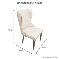 2X Studded Dining Chairs PU Beige & Silver Frame Furniture Kings Warehouse 