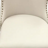 2X Studded Dining Chairs PU Beige & Silver Frame Furniture Kings Warehouse 