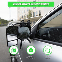2x Towing Mirrors Pair Clip on Multi Fit Clamp On Towing Caravan 4X4 Trailer Tools Kings Warehouse 