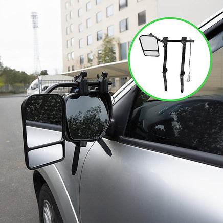 2x Towing Mirrors Pair Clip on Multi Fit Clamp On Towing Caravan 4X4 Trailer Tools Kings Warehouse 