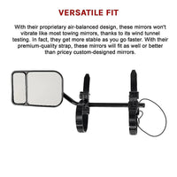 2x Towing Mirrors Pair Clip on Multi Fit Clamp On Towing Caravan 4X4 Trailer Tools Kings Warehouse 