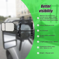 2x Towing Mirrors Pair Clip on Multi Fit Clamp On Towing Caravan 4X4 Trailer Tools Kings Warehouse 
