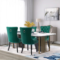 2x Velvet Dining Chairs- Green Kings Warehouse 