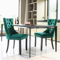 2x Velvet Dining Chairs- Green Kings Warehouse 