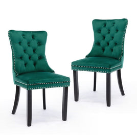 2x Velvet Dining Chairs- Green Kings Warehouse 