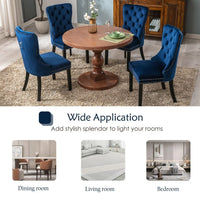 2x Velvet Dining Chairs Upholstered Tufted Kithcen Chair with Solid Wood Legs Stud Trim and Ring-Blue dining Kings Warehouse 