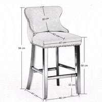 2x Velvet Upholstered Button Tufted Bar Stools with Wood Legs and Studs-Beige bar stools Kings Warehouse 
