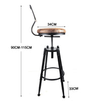 2x Vintage Industrial Rustic Bar Stool Kitchen Stool Swivel Chair Counter Height bar stools Kings Warehouse 