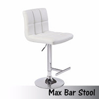 2X White Bar Stools Faux Leather Mid High Back Adjustable Crome Base Gas Lift Swivel Chairs Furniture Kings Warehouse 