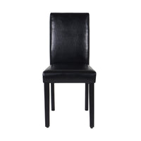 2x Wooden Frame Black Leatherette Dining Chairs with Solid Pine Legs Furniture Kings Warehouse 