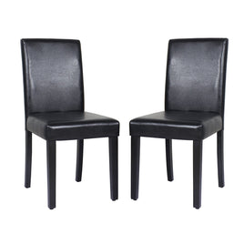 2x Wooden Frame Black Leatherette Dining Chairs with Solid Pine Legs Furniture Kings Warehouse