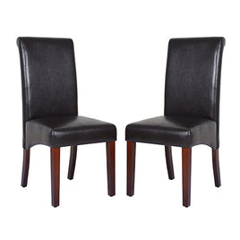 2x Wooden Frame Black Leatherette Dining Chairs with Solid Pine Legs Furniture Kings Warehouse 