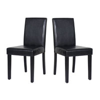 2x Wooden Frame Black Leatherette Dining Chairs with Solid Pine Legs Furniture Kings Warehouse 