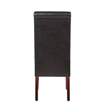 2x Wooden Frame Brown Leatherette Dining Chairs with Solid Pine Legs Furniture Kings Warehouse 