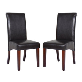 2x Wooden Frame Brown Leatherette Dining Chairs with Solid Pine Legs Furniture Kings Warehouse 
