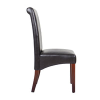 2x Wooden Frame Brown Leatherette Dining Chairs with Solid Pine Legs Furniture Kings Warehouse 